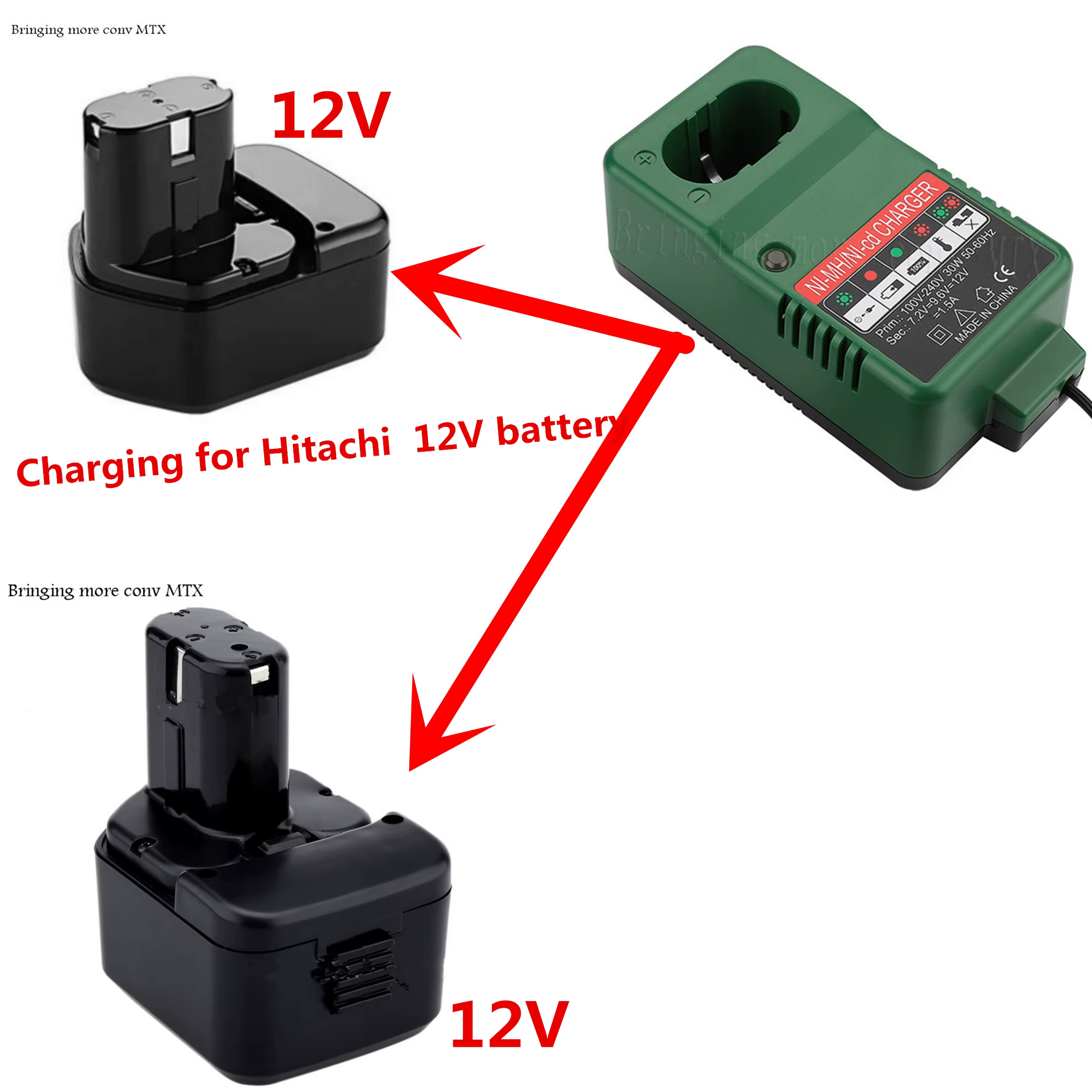 Chargeur de batterie de remplacement pour perceuse sans fil Hitachi EB1214S 12V EB1220BL EB1212S EB1