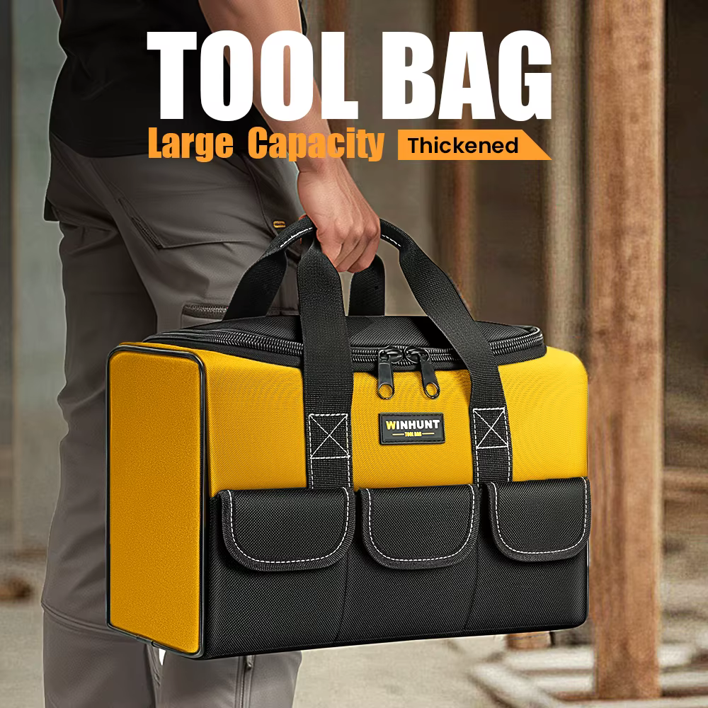 Sac à outils de 17 pouces, grand sac à outils avec 6 poches extérieures, sac à outils pour électrici