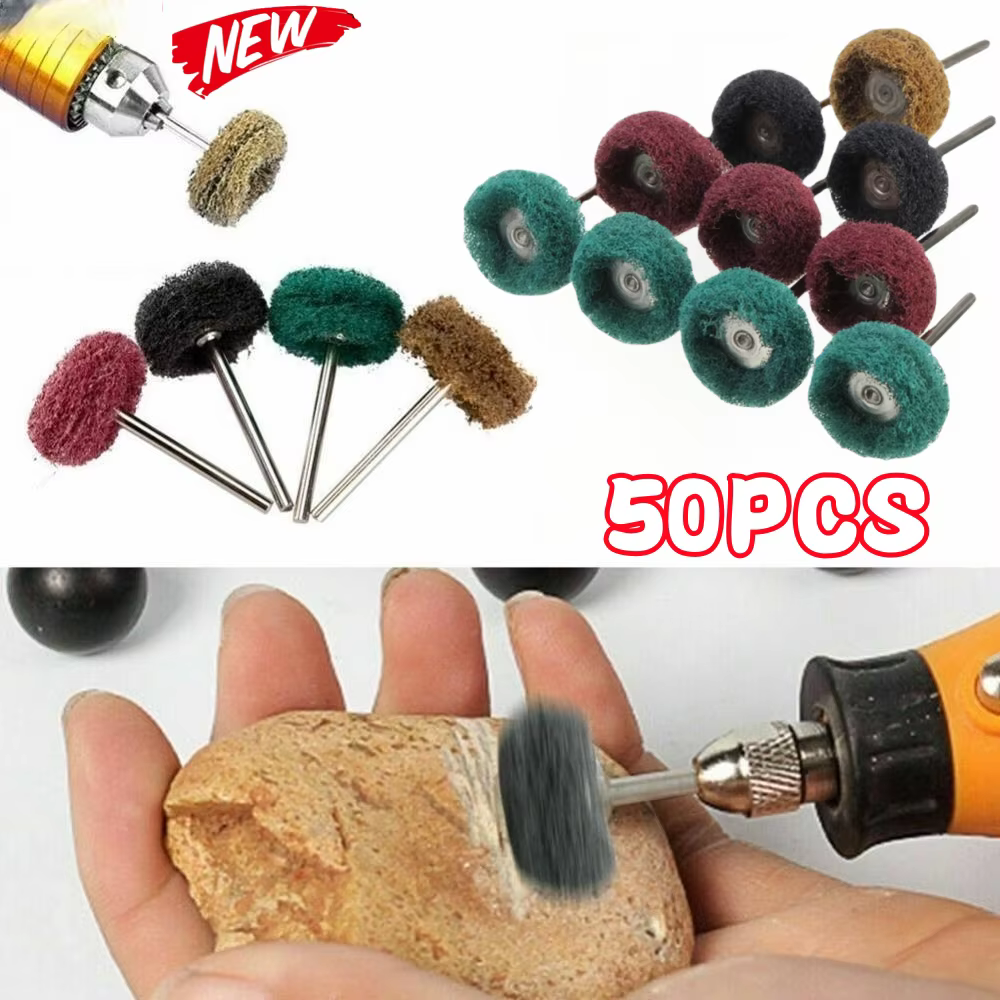 Roue de polissage en Nylon, 1 sac, Mini perceuse, brosse Abrasive, tampons à récurer, tige de 2.35mm