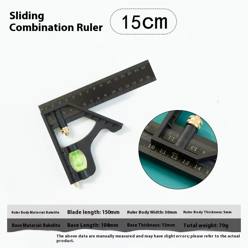 Règle multifonctionnelle à 45/90 degrés, carré à Angle droit réglable de 15/20/25CM avec outil de me