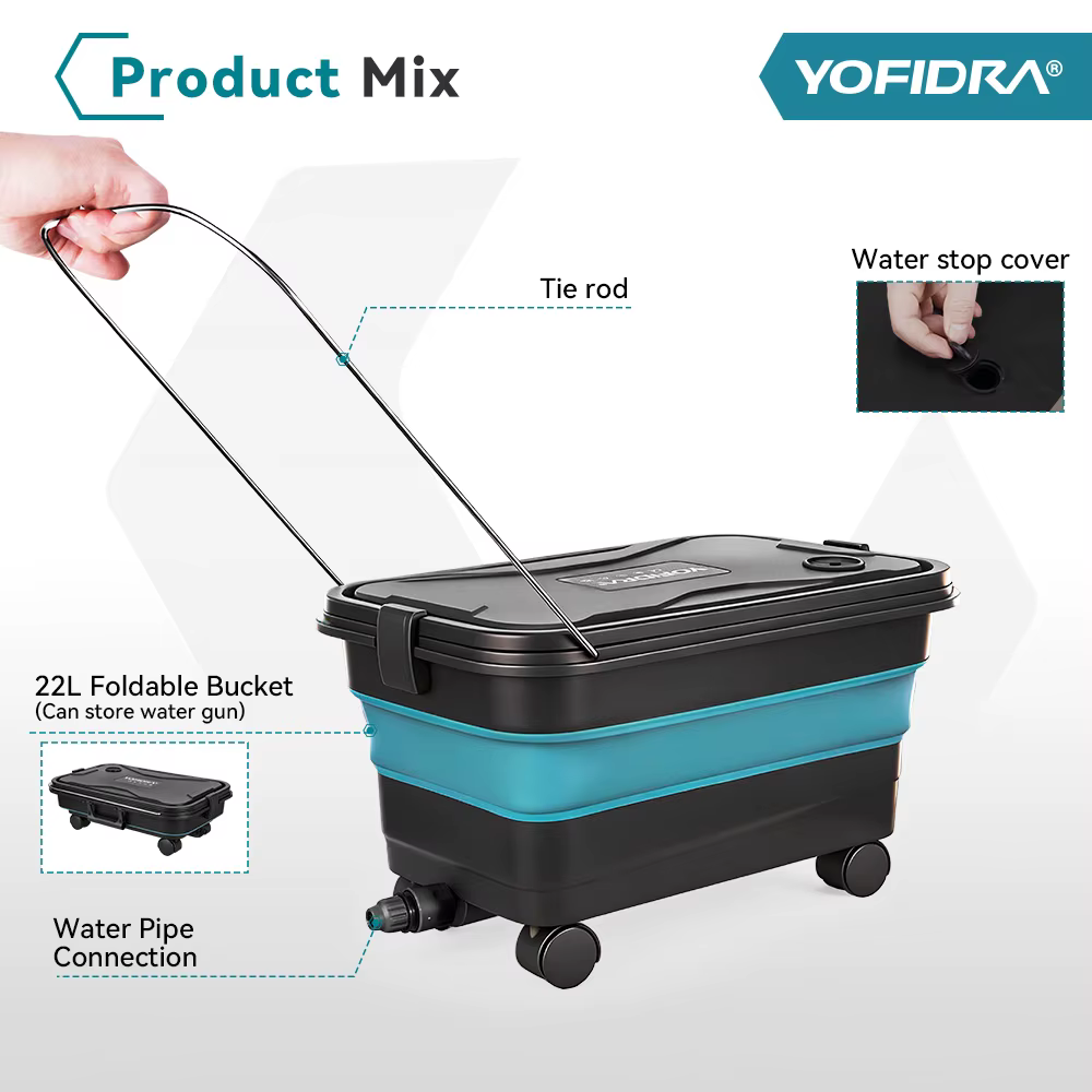 Pistolet de lavage haute pression sans fil YOFIDRA 200 bars avec seau, pistolet de pulvérisation éle