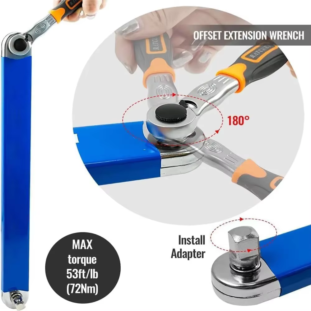 Clé d'extension professionnelle à décalage zéro, outil d'extension pour espace serré 1/2 po. 1/4 po.