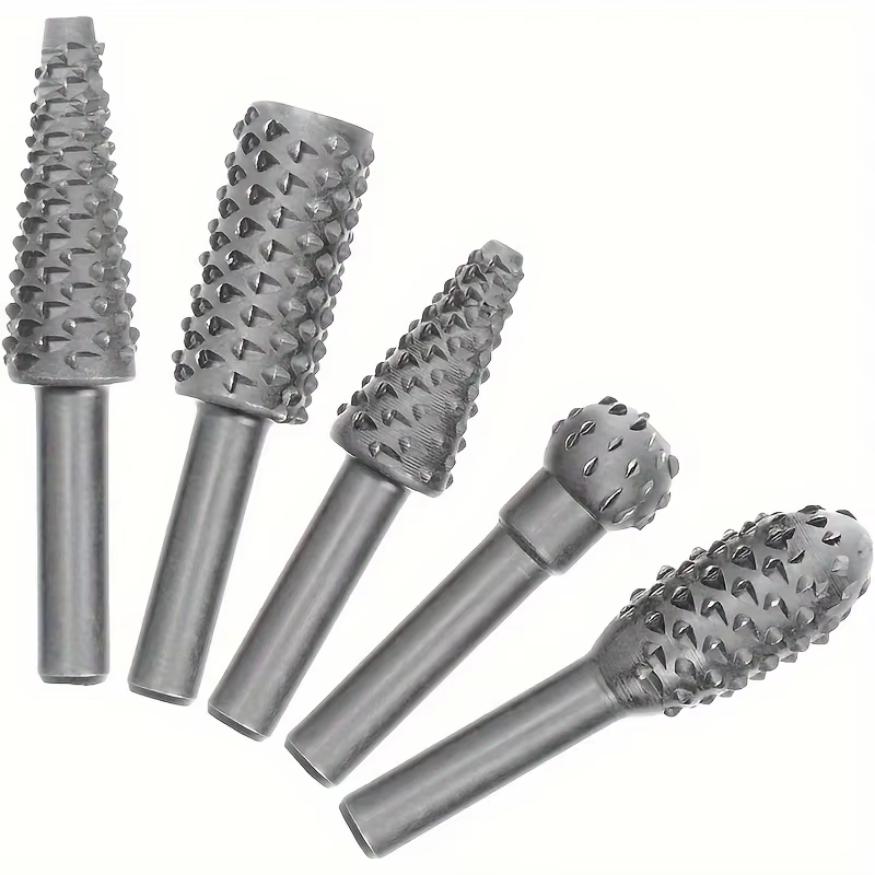 5pc argent travail du bois loup dent bâton fichier rotatif bricolage outil de meulage accessoires en