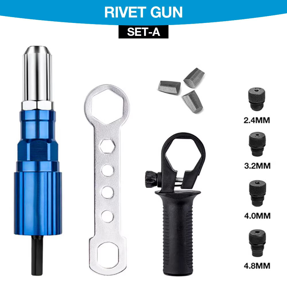 Pistolet à rivets électrique 2,4/3,2/4,0/4,8 mm, adaptateur de foret pour pistolet à écrou à rivets 