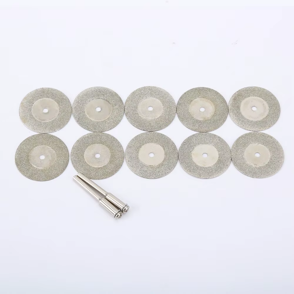 Disques de coupe diamantés 30mm, Mini lame de scie coupée avec 2 pièces de connexion de tige de 3mm 