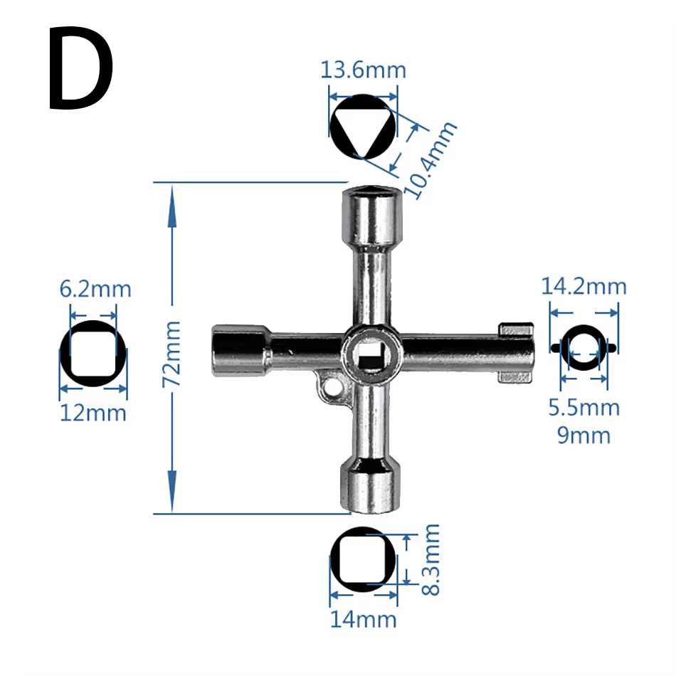 Clé carrée multifonction en alliage, interrupteur croisé, Triangle universel pour ascenseur, armoire