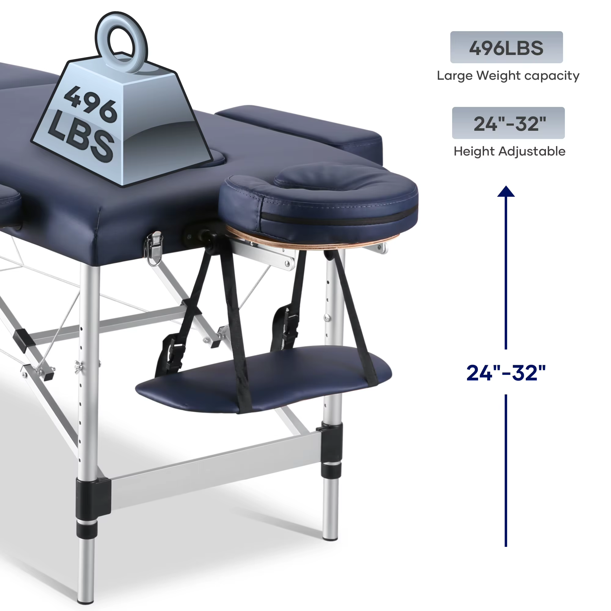 Table de Énergie Portable, Lit de Tatouage, Spa, Esthétique, Réglable, Professionnel, 3 Pieds en Alu