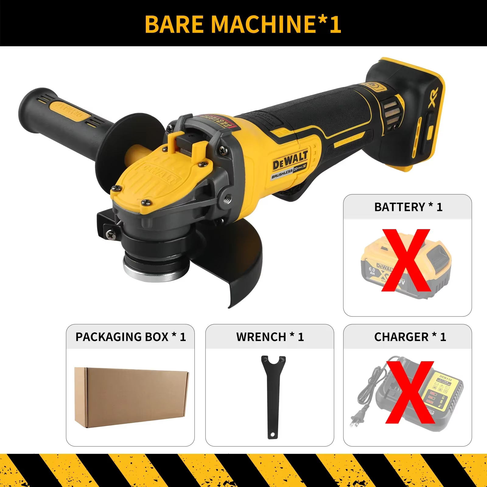 DEWALT DCG416 Meuleuse d'angle sans fil 20 V: meule de 125 mm, vitesse de 9 000 tr/min, puissance 80