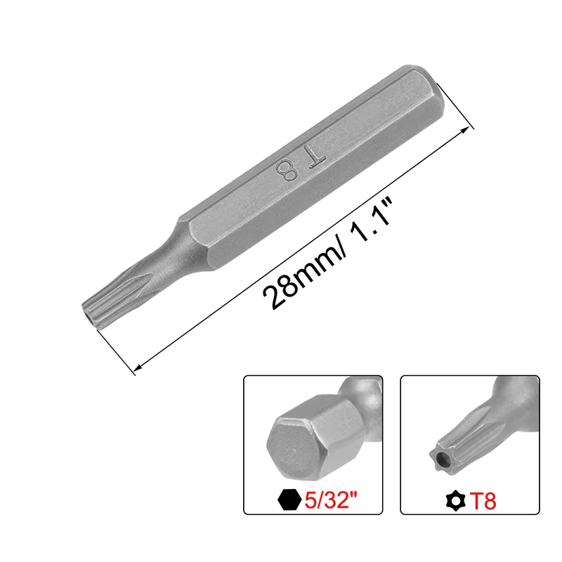Tournevis Torx T2 T5 T6 T8, embouts Torx 5/32 pouces, tige hexagonale, Kit d'embouts de tournevis à 