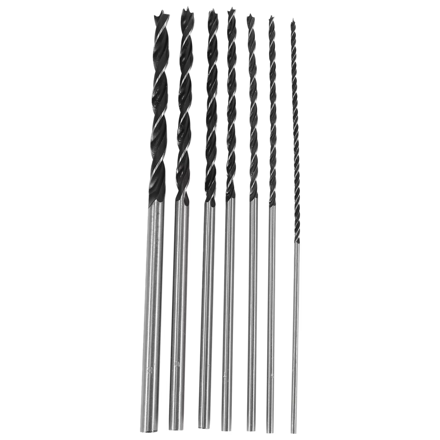 Jeu de forets à bois longs, 4mm, 5mm, 6mm, 7mm, 8mm, 10mm, 12mm x 300mm, 7 pièces