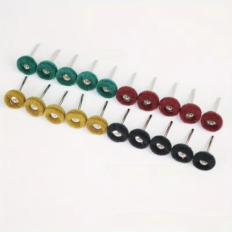 Mini perceuse, brosse Abrasive, roue de polissage en Nylon avec tige d'environ 25mm, tête de ponçage