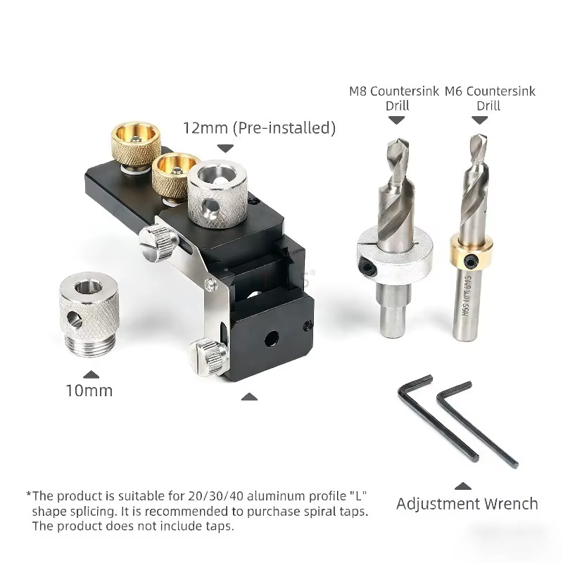 Gabarit de perçage et de centrage pour profilés aluminium 20/30/40, outil auxiliaire pour le perçage