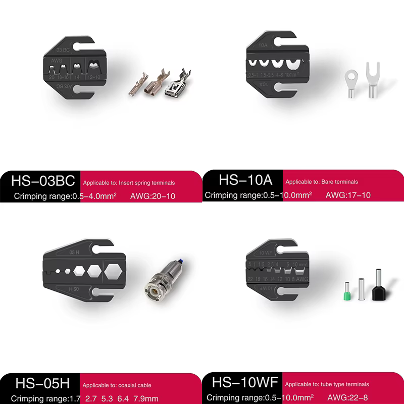 HS Pince à sertir mâchoire 9 pouces pour insert à ressort, pré-isolée, étanche, type tube, mâchoire 