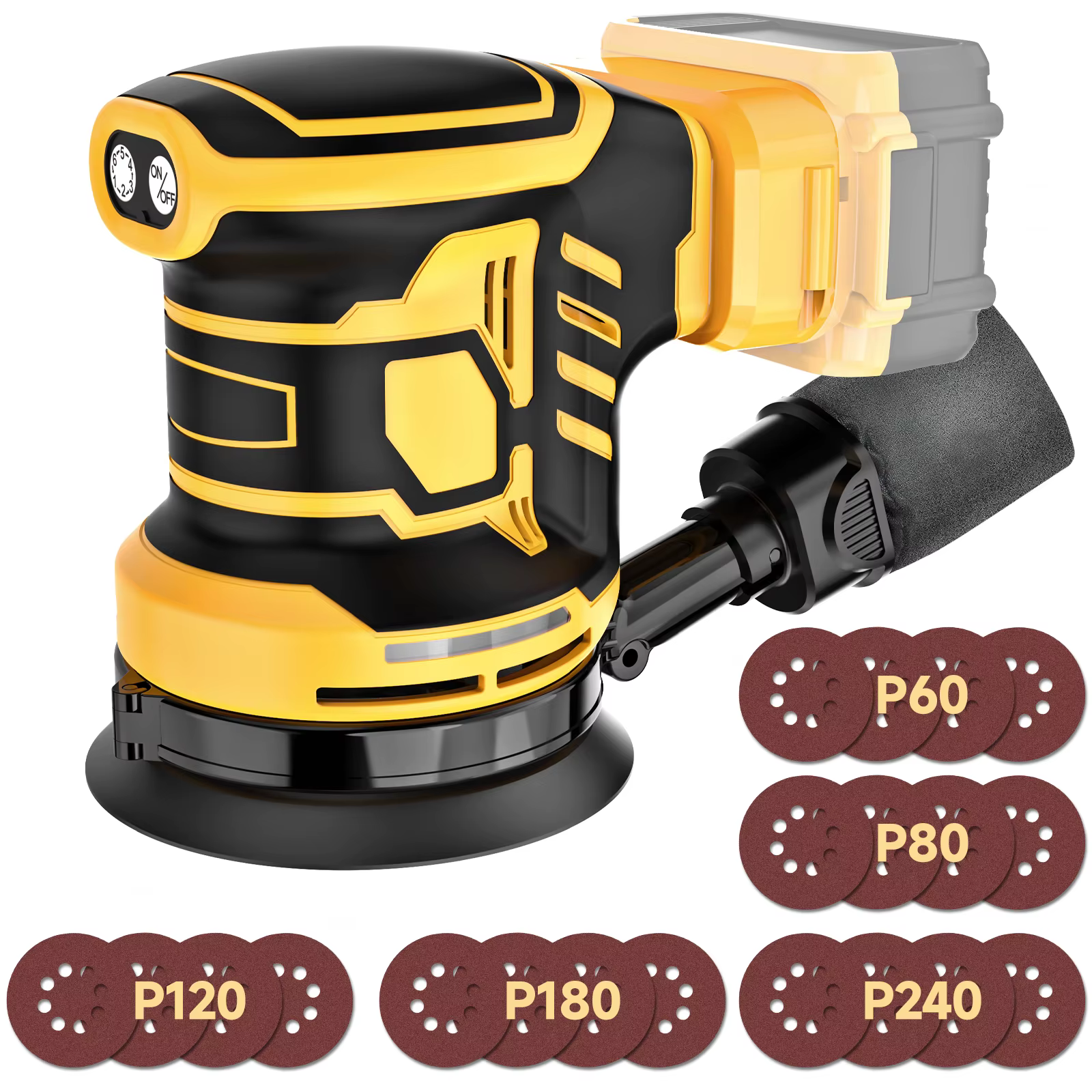 Ponceuse orbitale électrique sans fil 125 mm 6 vitesses, machine de ponçage et de polissage, outil é