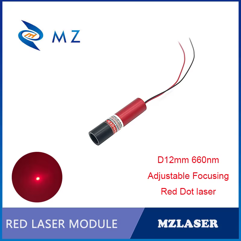 Module de Diode Laser à point rouge, Compact, Mini mise au point réglable D12mm 660nm 100mw 3V 5V 12