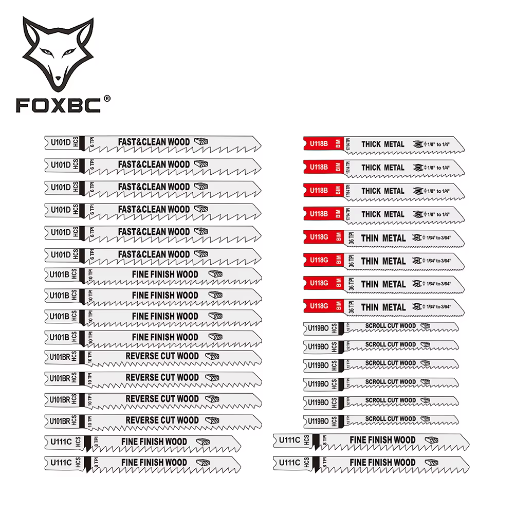 FOXBC-Tige en U pour scie sauteuse, coupe du bois et du métal, convient à Black et Decker, Dewalt, R