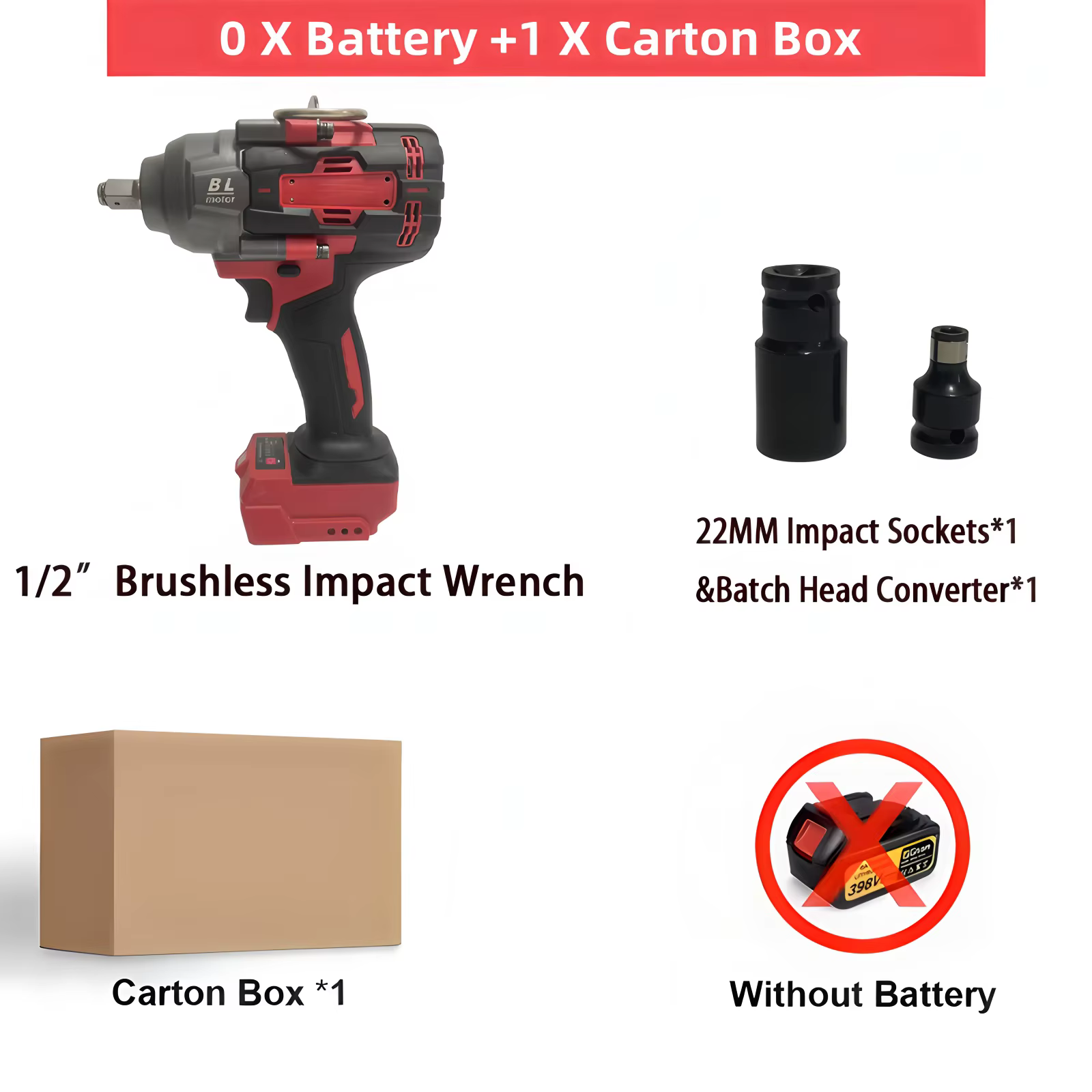 Pour Milwaukee 18V batterie 2000N.M clé à chocs sans brosse couple élevé 1/2 "conducteur d'impact él