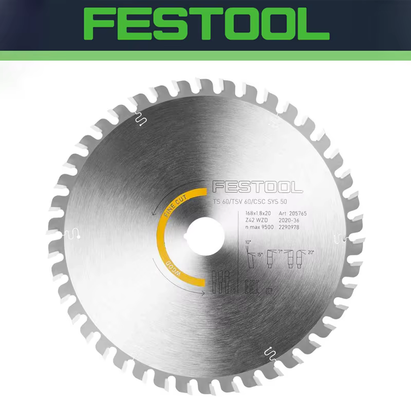 FESTOOL 205765   Lame de scie à bois à coupe Fine 168x1.8x20 42 dents, acier de haute qualité, acces