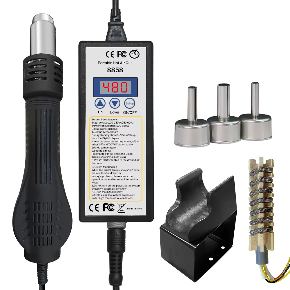 Pistolet à air chaud 8858 Micro, station de soudage numérique LCD, sèche-cheveux pour soudure, 220V 