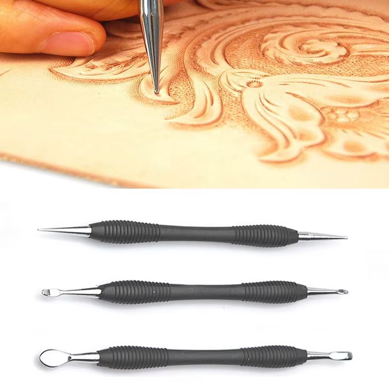 3 pièces/ensemble bricolage sculpture sur cuir outil d'impression manuel artisanat du cuir outils Ki