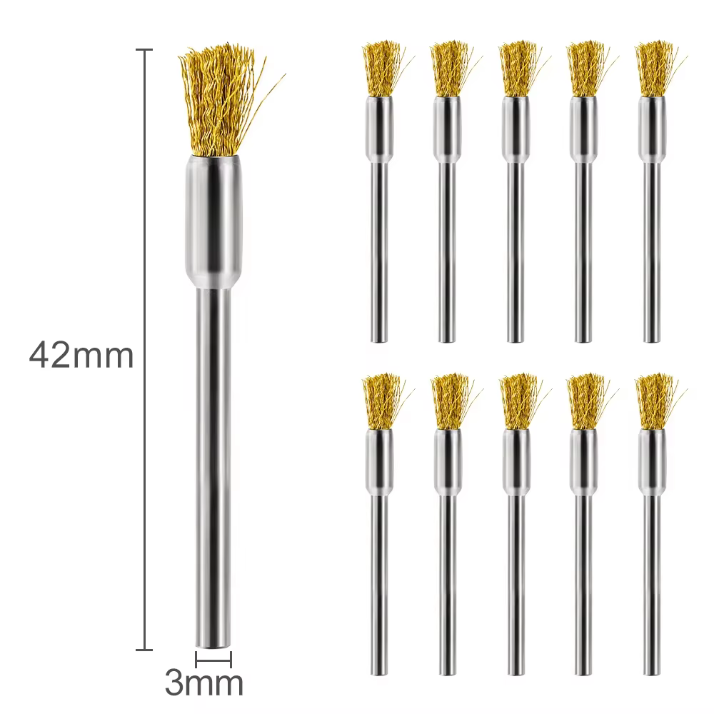 CMCP 10/20 pièces 3mm tige en laiton fil roue brosse brosse de polissage pour Mini perceuse métal an