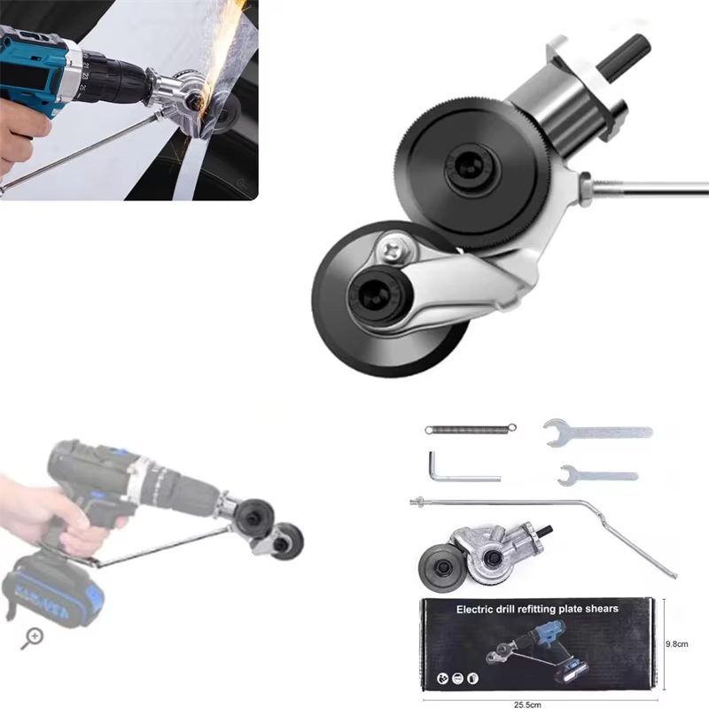 Ciseaux à tôle, perceuse électrique, fixation de coupe de plaque, coupe-scie, outil de coupe gratuit