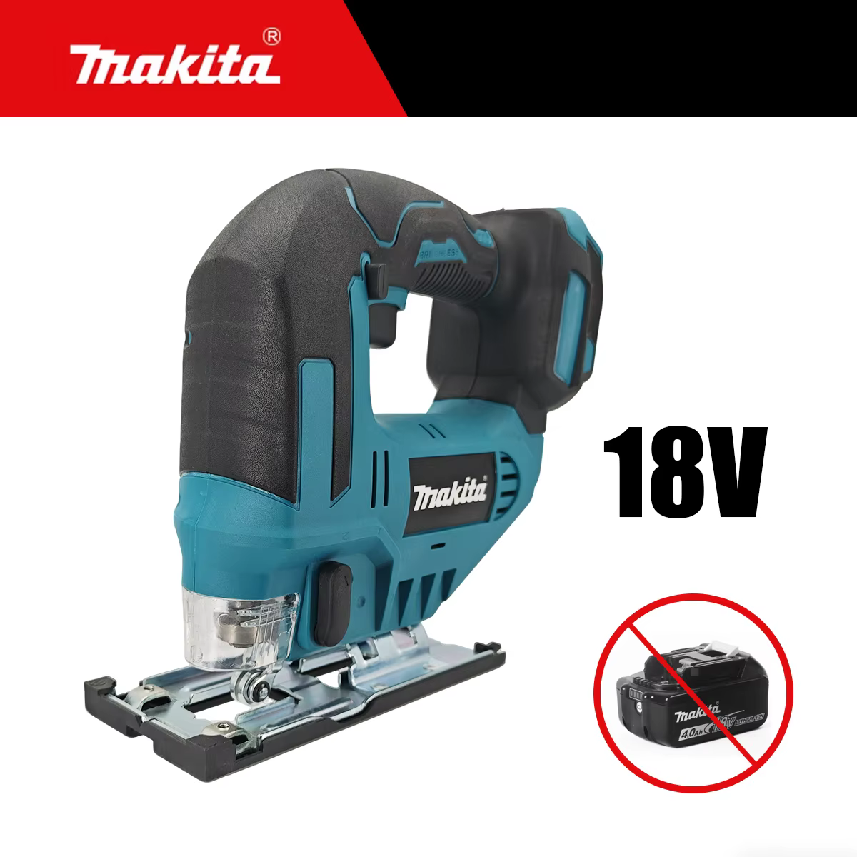 Scie sauteuse électrique sans fil Makita 90 mm avec lame, poignée ergonomique, outil portatif pour c