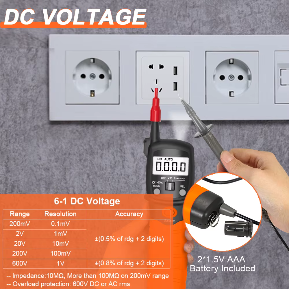 Multimètre portable de poche, mesure la résistance, la tension AC, la tension DC et les diodes, BT-3