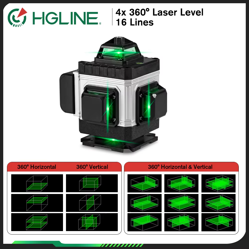 Niveau laser professionnel HGLINE 16 lignes avec télécommande APP à nivellement automatique 360 °   