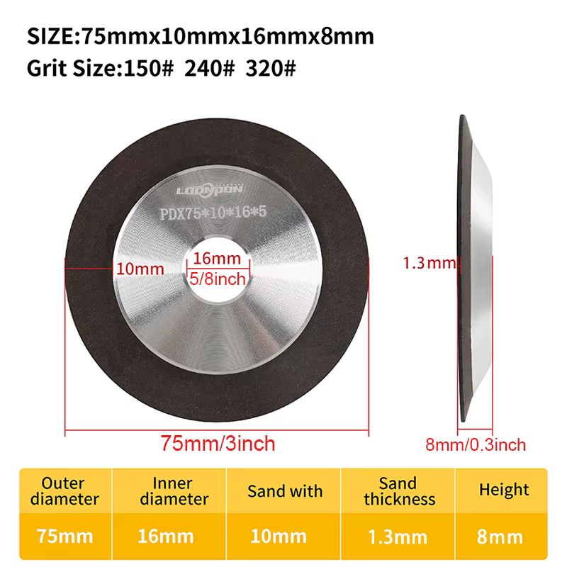 Meule diamantée, outil abrasif rotatif pour carbure, métal, acier, acier au tungstène, fraise, affût