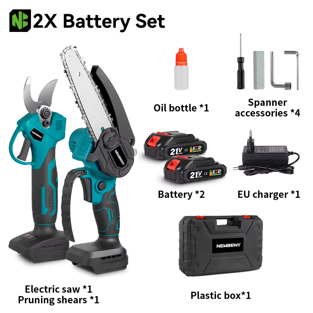 NEWBENY – scie électrique sans balais de 6 pouces + ensemble de sécateurs électriques de 30mm, outil