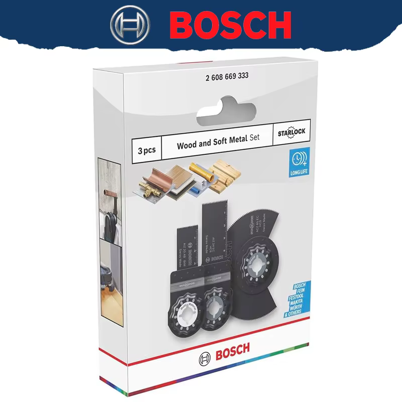 BOSCH 2608669333 Ensemble de lames de scie Starlock pour bois et métaux doux, 3 pièces, accessoire p