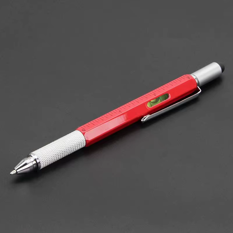 Stylo multifonction 7 en 1, stylet capacitif pour écran tactile, avec tournevis, règle, niveau, cray
