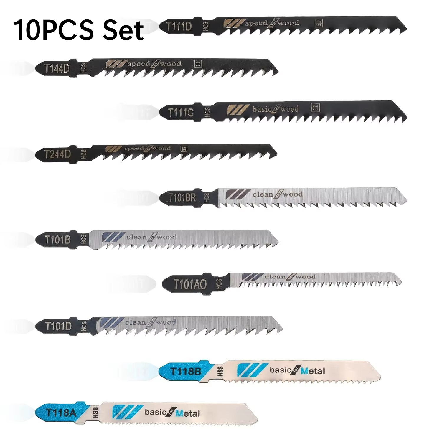 10 pièces/ensemble lames de scie sauteuse bois tôle coupe lame de scie T101B/T101BR/T101D/T144D/T244