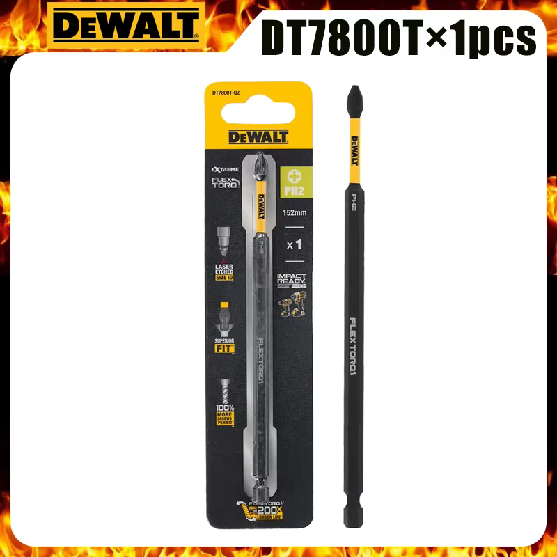 Embout de tournevis à percussion DEWALT DT7800T 152 mm PH2 FlexTorq, extrêmement durable, pour visse