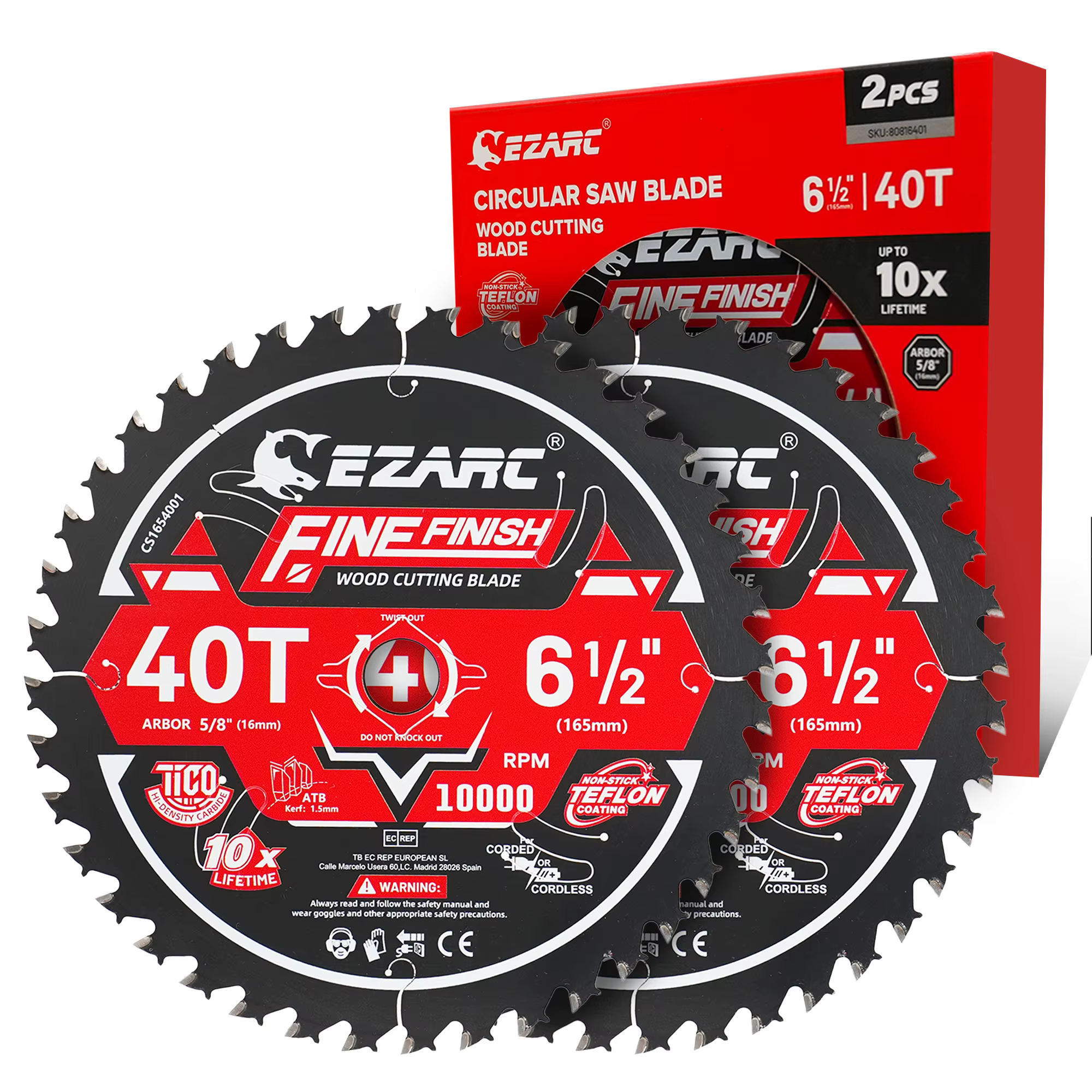 Lame de scie circulaire EZARC 6-1/2 pouces 24T/40T/60T, 2 lames FRAMING pour couper le bois, le bois