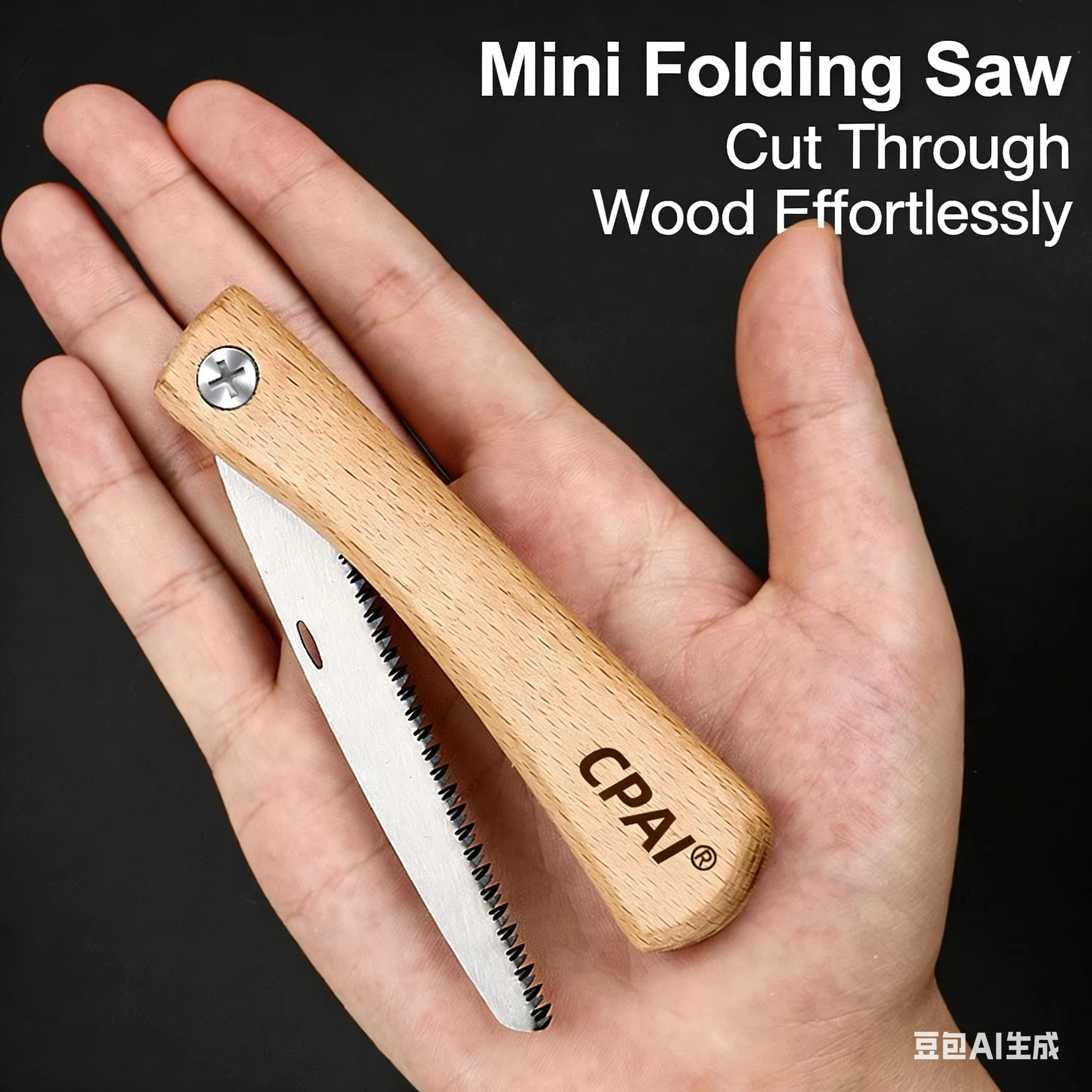 Scie à bois miniature avec poignée en noyer, design pliable, scie portable pour branches et bois