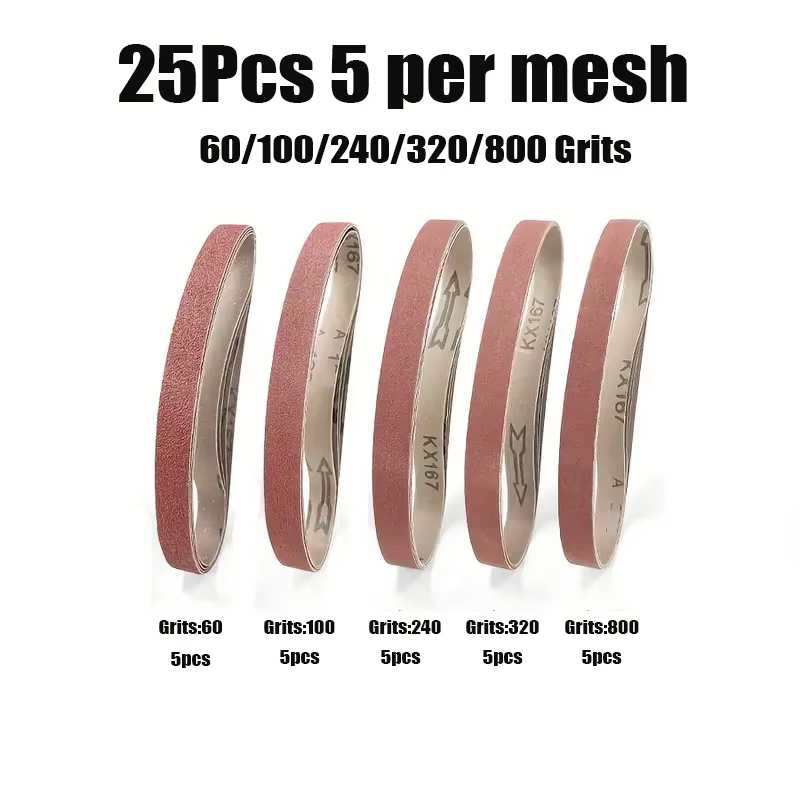 25 Pièces de papier abrasif 20-1/2 " x 3/4 " (520 x 20 mm), bande abrasive 60-800 pour ponceuse à ba