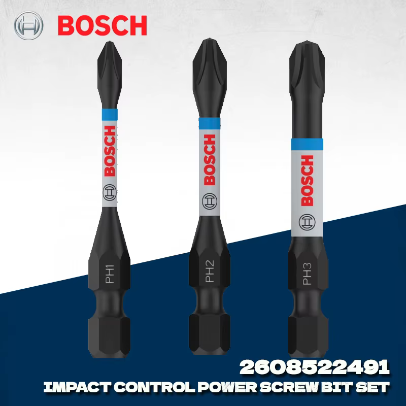 BOSCH 2608522491 PH1 PH2 PH3 55MM jeu d'embouts de vis électriques de contrôle d'impact 3 pièces acc