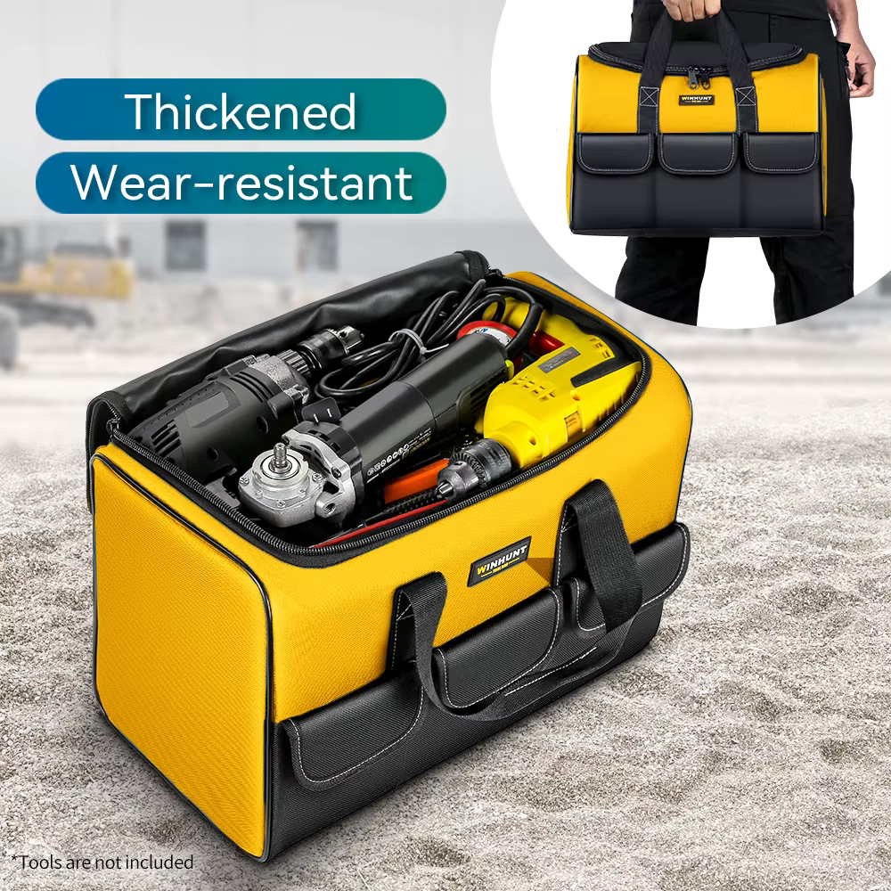 Sac à outils de 17 pouces, grand sac à outils avec 6 poches extérieures, sac à outils pour électrici