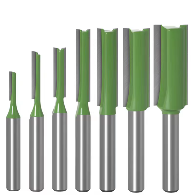 7 pièces 1/4 "6mm tige simple Double cannelure foret droit fraise pour bois 6MM carbure de tungstène