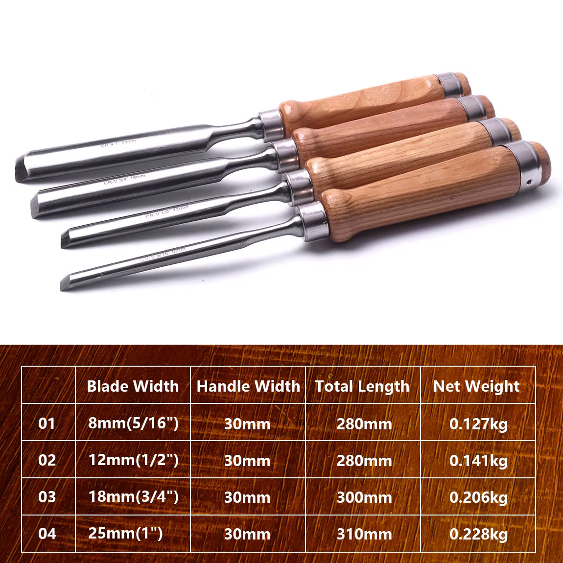 Jeu de ciseaux semi-circulaires pour le travail du bois, acier au Chrome Vanadium, charpentier, scul