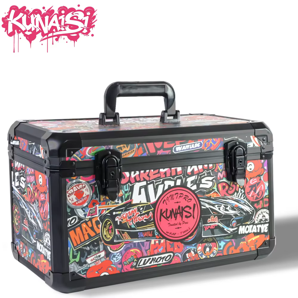 KUNAISI Grande boîte à outils en aluminium de 43 cm, organisateur de rangement réglable à 2 couches,