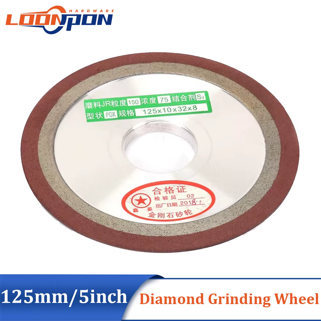 Disque de meulage en résine, 125mm, pour acier au tungstène, grain 150/240/320/400, 1 pièce de 5 pou