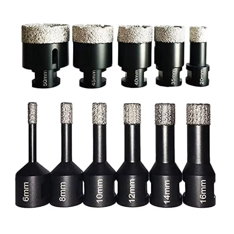 Forets à sec de 6 à 86mm, scie cloche brasée sous vide avec perçage de filetage pour carreaux de por