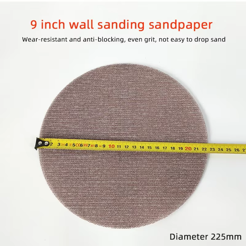10 pièces 9 pouces maille papier de verre 225mm ponceuse murale flocage rond sec papier de verre lon