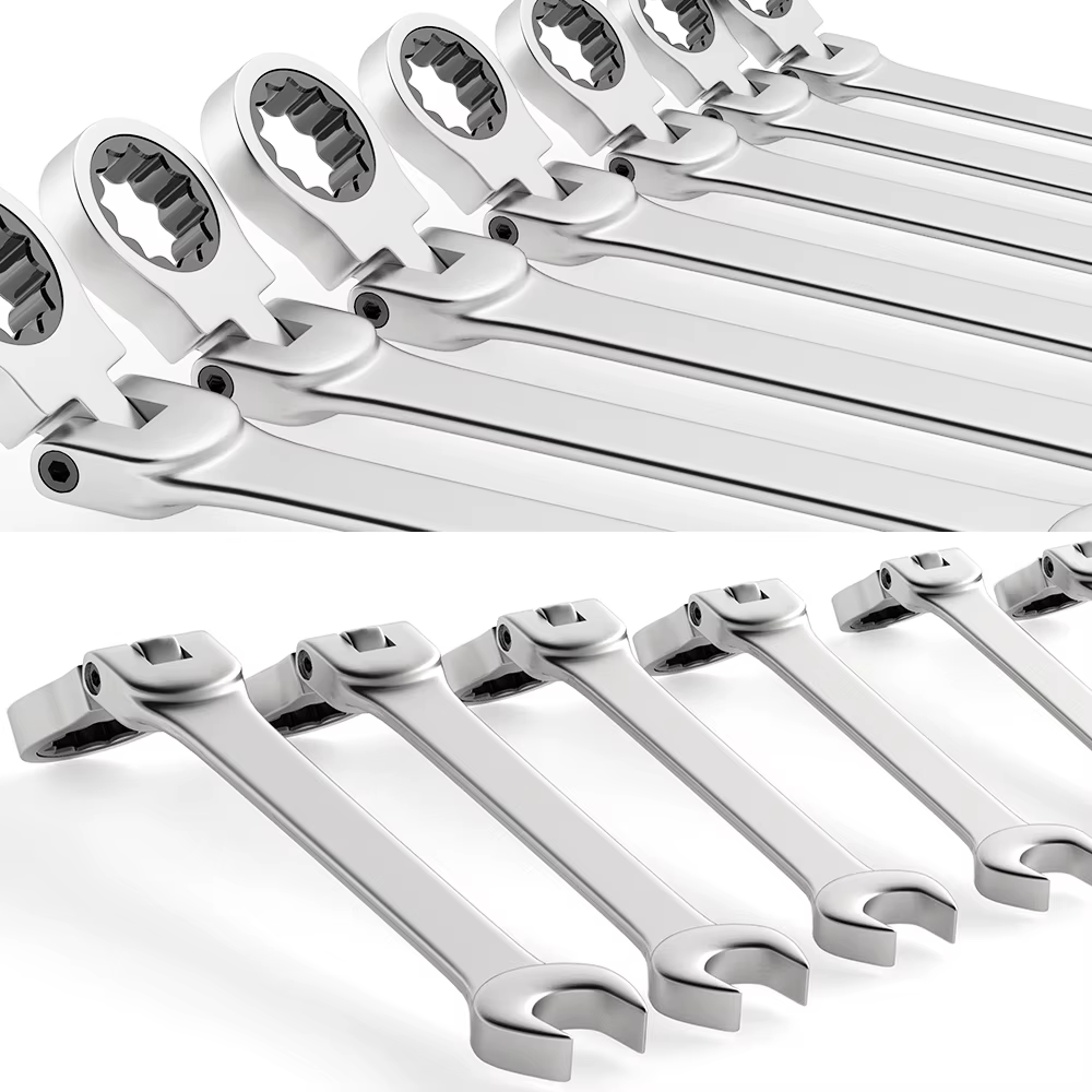 Jeu de clés combinées à cliquet, clé à cliquet à tête flexible métrique de 6 à 22 mm, clé en acier a