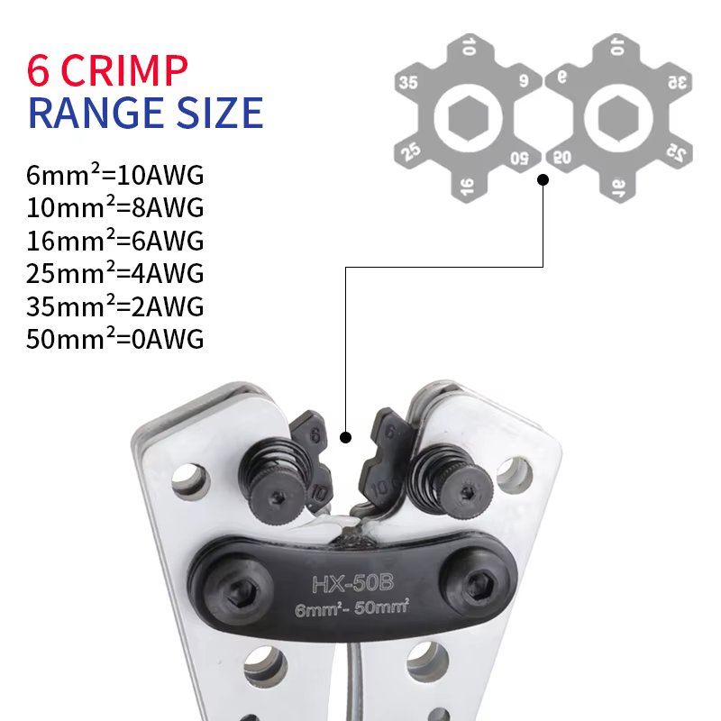 Outil de sertissage manuel de câble Portable, pince à sertir HX-50B 6-50mm 2/AWG 10-0, pince à serti