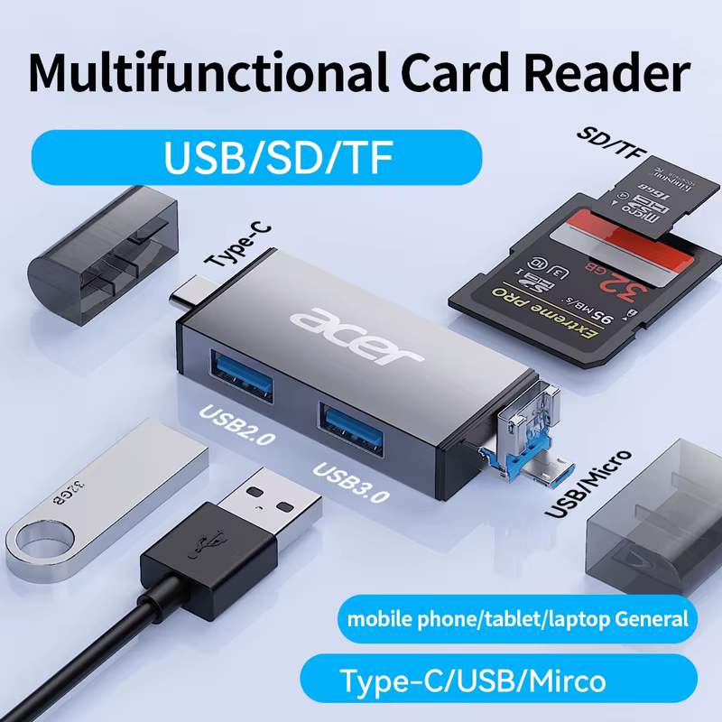 Lecteur de carte multifonction USB3.0 et USB C vers SD MicroSD TF pour PC accessoires d'ordinateur p