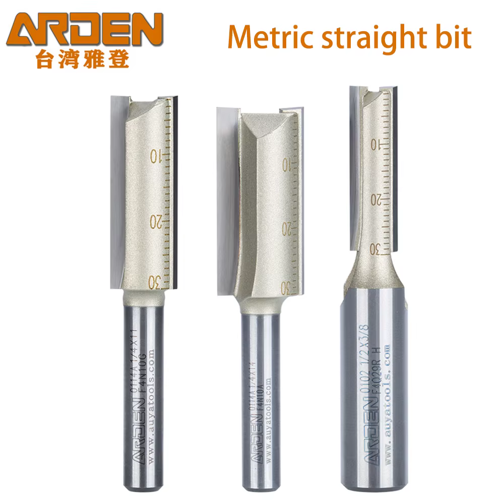 ARDEN – mèche de routeur droite métrique à 2 cannelures, tige de 1/4 1/2 pouces, diamètre de coupe d